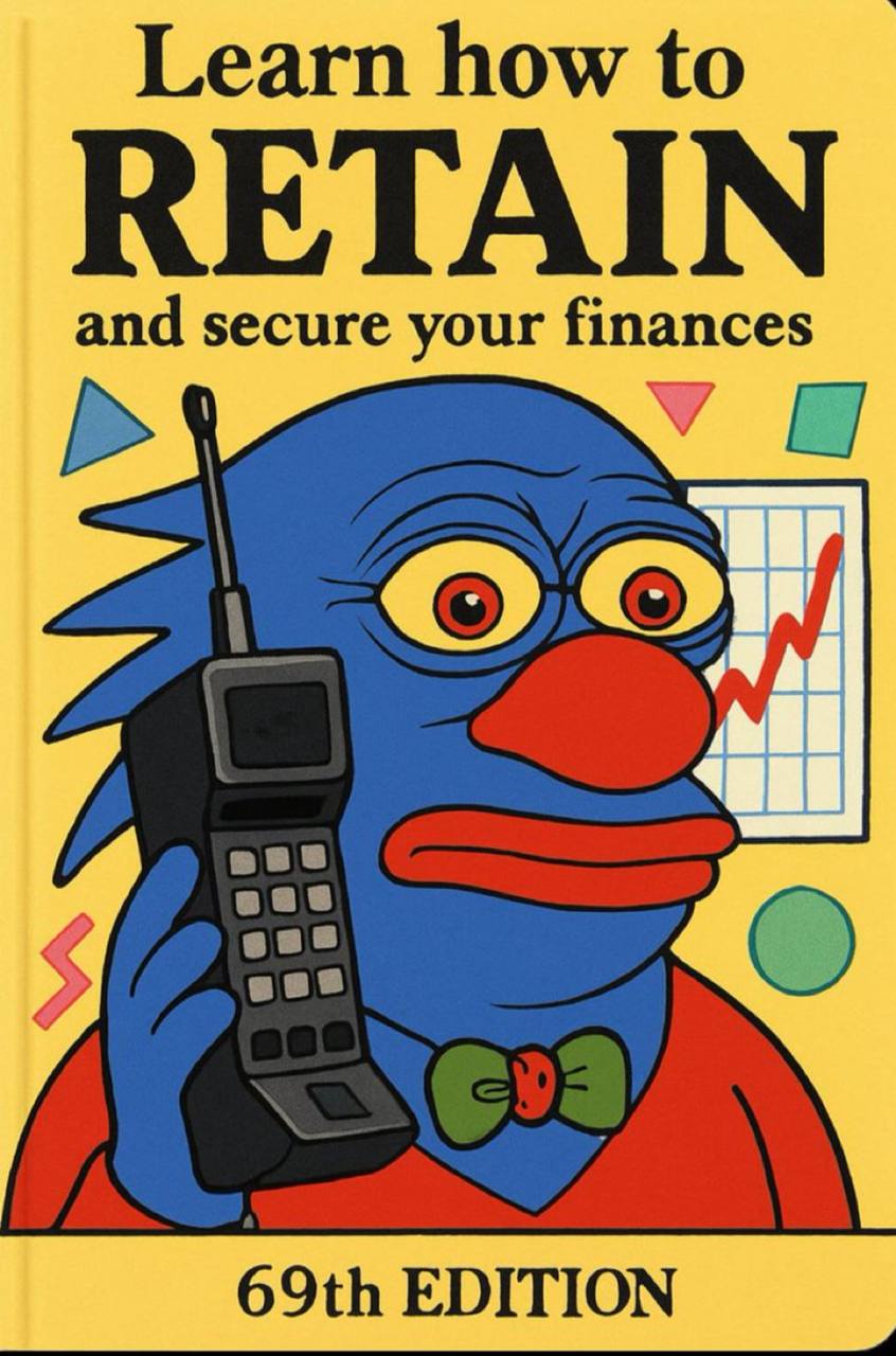 Parody self-help book teaching how to retain with a cartoon blue face